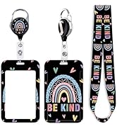 Cool Black Badge Holder Lanyard for ID Badge Keys Love Heart Retractable Badge Reel Clip Cute Rai...