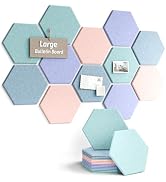 Fluxynara 12-Pack Hexagon Felt Bulletin Board Tiles, Coastal Haze-1 | Cork Board Alternative with...