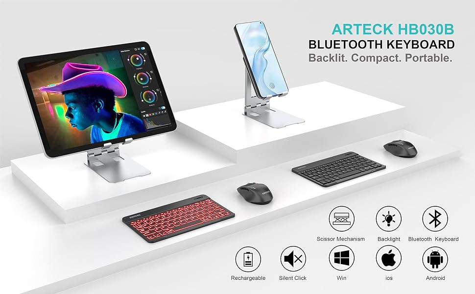 HB030B Backlit Bluetooth Keyboard 1