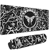 Black and White Moth Moon Phase Gaming Keyboard Mouse Pad Mousepad Huge Extended XL Stitched Edge...