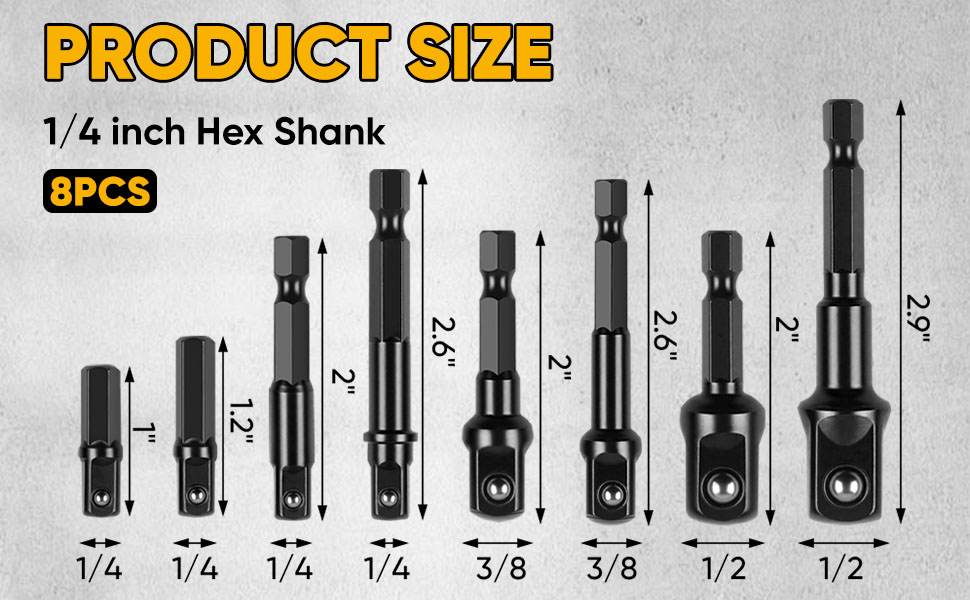 Drill Socket Adapter 8 Piece