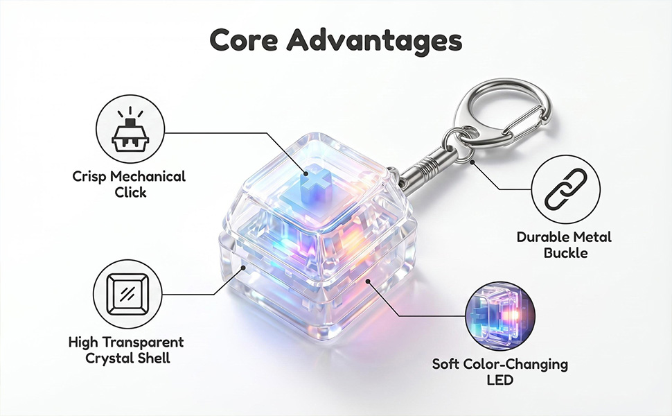 Transparent-LED-Fidget-Keyboard-Keychain-Clicker