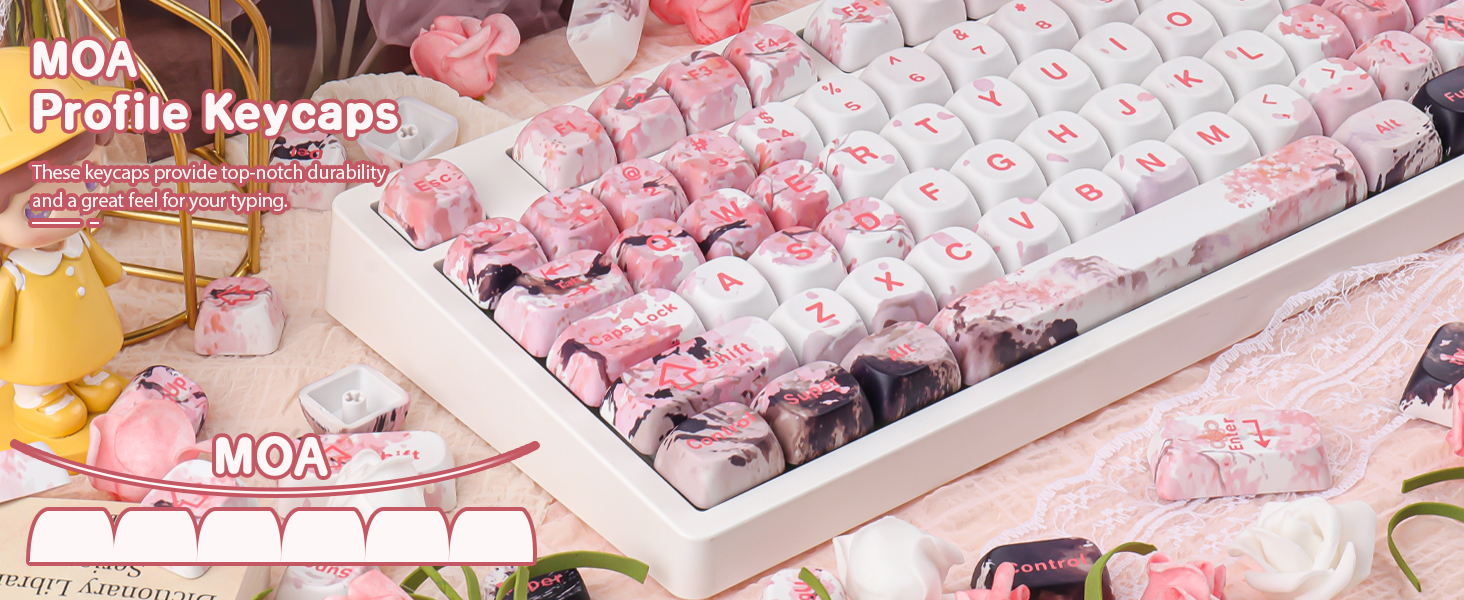 Landscape Painting Sakura Pink Cute Keycap Set