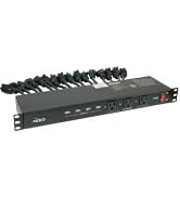 Tecmojo 1U Rack Mount 19 Outlet PDU Power Distribution Unit Power Strip Circuit Breaker fits 19-i...