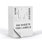 PAPRMA Half Sheet 8.5x5.5inch Shipping Mailing Label 1000 Counts, 2 Labels Per Sheet 8.5 x 11 for...