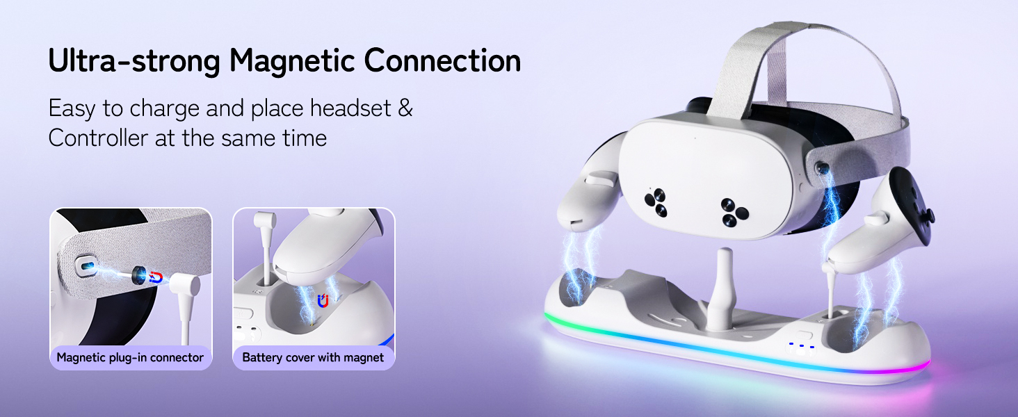stability of the metaquest 3/3s/2 during charging.With extra charging port, charging other devices