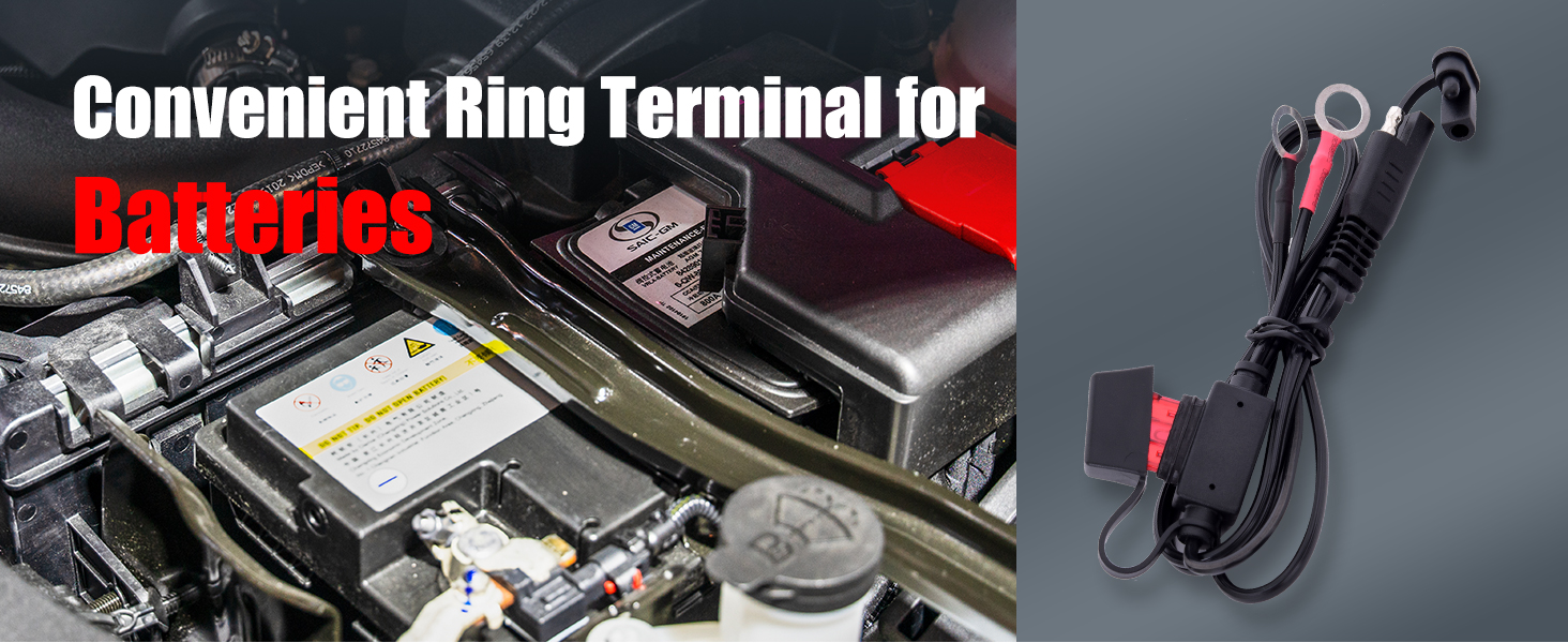 TOPDC 4 PCS 22" 10A Fused Ring Terminal Harness Quick Connect 