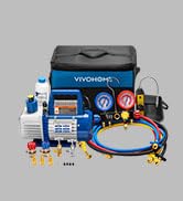 VIVOHOME Upgraded 4CFM 1/3 HP 1-Stage HVAC Vacuum Pump and 4 Way AC Manifold Gauge Set with Leak ...