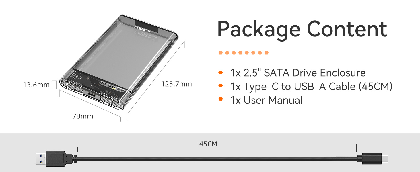 USB 3.0 to SATA I II III Tool-Free Clear Hard Disk Case for 2.5 inch 7mm 9.5mm SATA HDD SSD