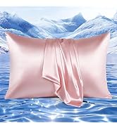 Elegear Cooling Pillow Cases for Hot Sleepers, Upgraded Arc-Chill Cooling Satin Pillowcase Q-max>...