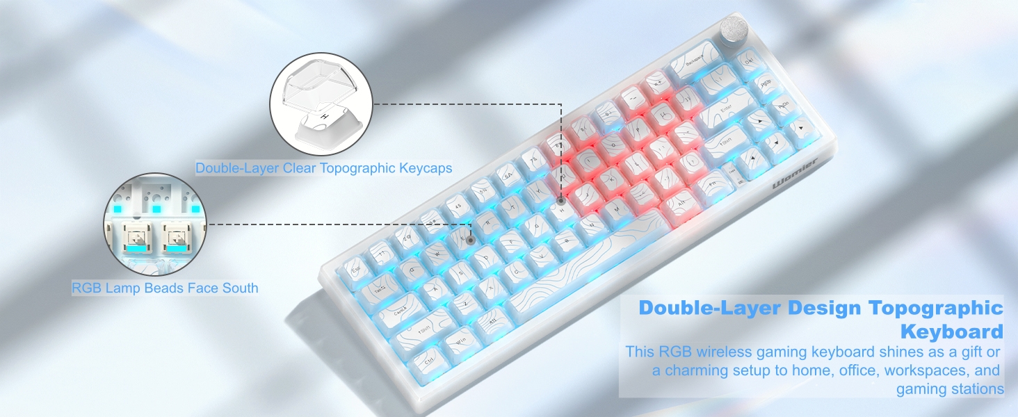 Wireless Mechanical Keyboard, 60% Percent Creamy Keyboard