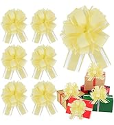RIBBOOO 6pcs 7 Inch Pull Bows Pastel Yellow Gift Wrap Bows for Gift Wrapping, Ribbon, Wedding, Ch...
