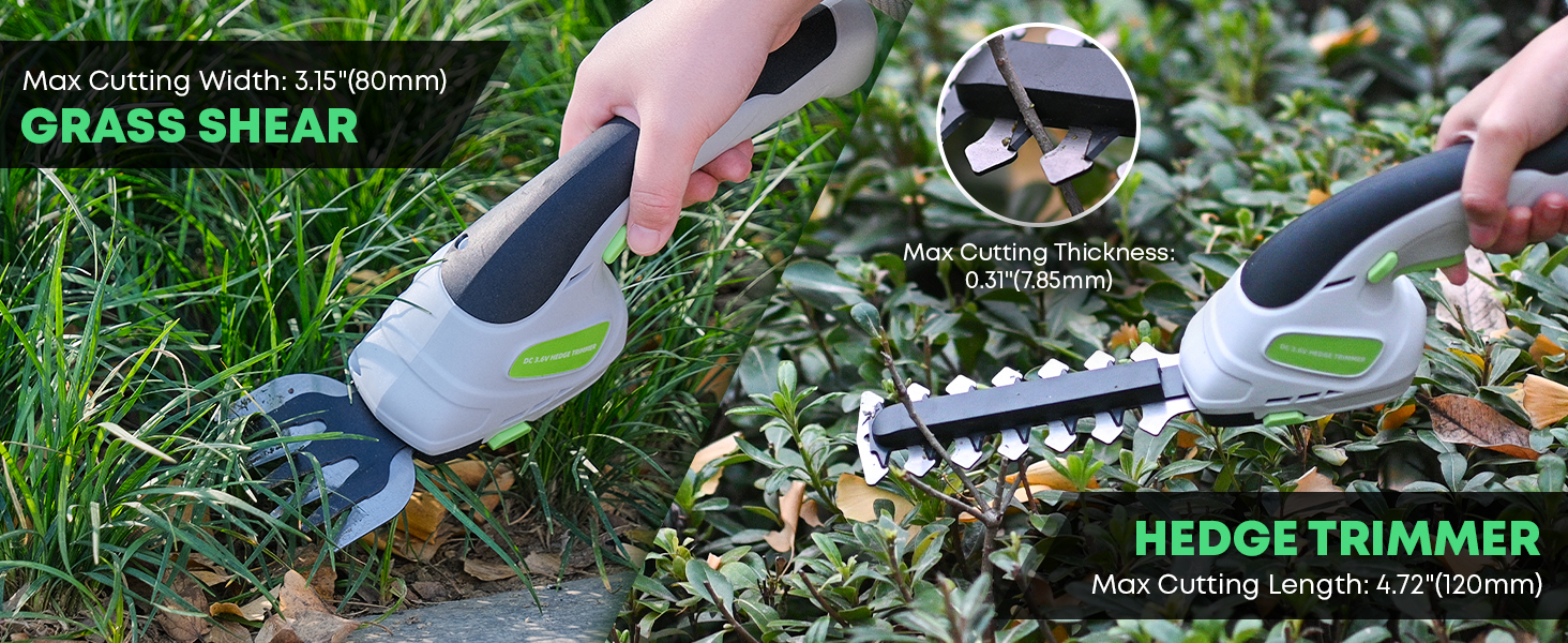 cordless grass shears and handheld hedge trimmer
