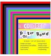 pmybupo 30 Pcs 14x18 Poster Board 10 Assorted Color Blank Graphic Display Boar,Bright Color Cards...