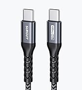 Two black USB-C cables with braided cords and reinforced connectors. One end labeled 'SATECHI', the other '60W PD'.