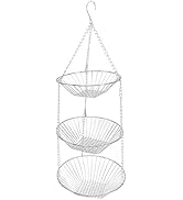 Kuuleyn 3 Tier Hanging Fruit Basket,Organizer Vegetable Storage,Kitchen Hanging Fruit Basket Iron...