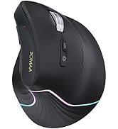 JOMAA Wireless Vertical Mouse, Multi-Device Bluetooth 5.2 &amp; 2.4G Ergonomic Mouse with RGB Lightin...