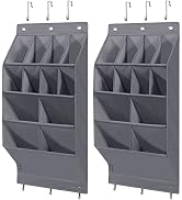 STORAGE MANIAC Over the Door Shoe Organizer, 2 Pack Hanging Shoe Organizer, 8 Large Pockets &amp; 4 E...