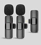 PoP voice 2PCs Wireless Lavalier Microphone for iPhone/iPad Dual Cordless Clip-on Mics Lapel Lav ...
