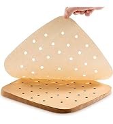 MFJUNS 200PCS Parchment Paper, 9 Inch Square Air Fryer Liner, Filter Paper, (100 Perforated &amp; 100...