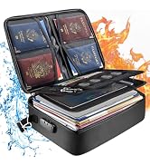 BALEINE Fireproof Document Bag with Lock, Portable Waterproof Fire Proof File Organizer Box, File...
