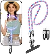 Ephoou 2 in 1 USB-C Phone Lanyard Cable, 240W Fast Charging &amp; Data Transfer Strap, Crossbody Type...
