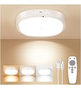 KNHUOS 10000mAh Rechargeable Motion Sensor Ceiling Light with Remote | Cordless Closet Light, 3 C...