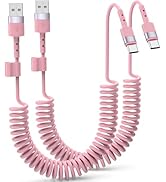 CarPlay Cable 3 FT 2-Pack, USB-A to USB-C Short Coiled Car Charger Cord for iPhone 17/16/15 Pro M...