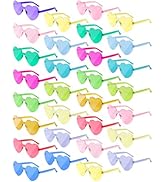 NACHLYNN 30 Pairs Heart Sunglasses Candy Color Heart Glasses Women Rimless Heart Shaped Sunglasse...