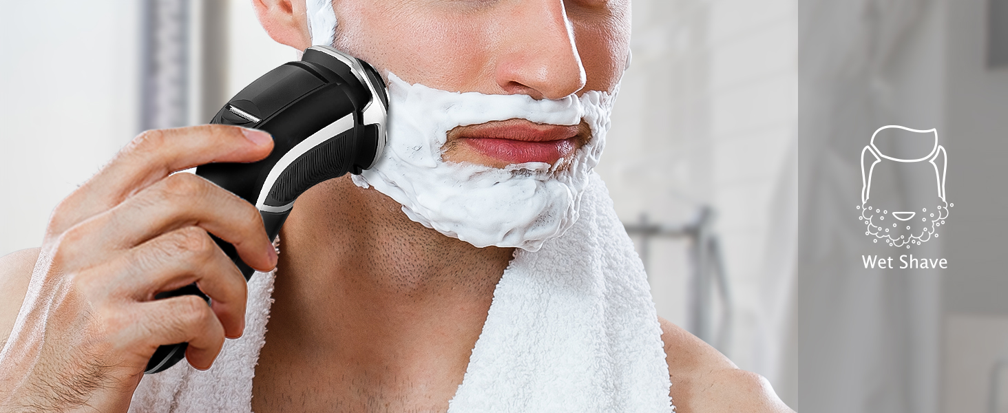 wet shave with gel or foam