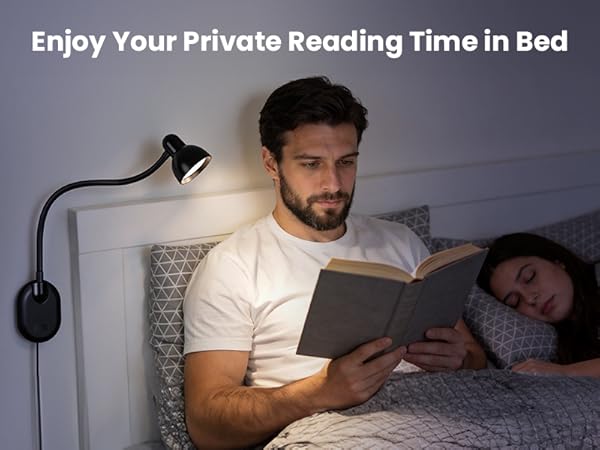LED Wall Mounted Reading Light Book Light for Reading in Bed Wall Lamps for Bedside Reading Bedroom
