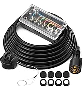 MICTUNING Heavy Duty 7 Way Trailer Cord Plug Connector with Transparent Cover 7 Gang Junction Box...