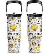xiiai Softball Gift for Women &amp; Girls - 30oz Insulated Stainless Steel Tumbler with Handle, Cute ...