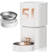 5L/21 Cups Automatic Cat Feeder, Timed Automatic Pet Feeders, Cat Dry Food Dispenser Dual Power, ...