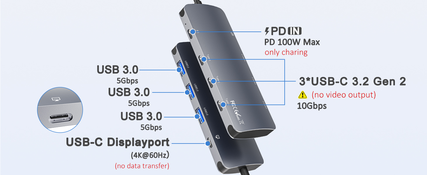 usb c adapter multiport usbc hub for laptop usb c charging hub usb c to usb c adapter