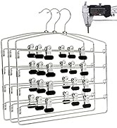 3 Quality Multi Pants Hangers, Space-Saving Multi-Bar Metal Pants Hangers, Stable with Non-Slip F...