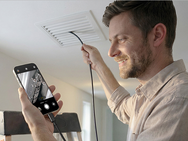 DEPSTECH Endoscope Camera with Ligh Dual Lens Inspection Borescope for iPhone &amp;amp;amp; Android
