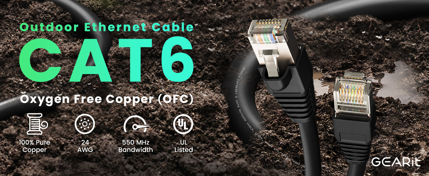 Outdoor Ethernet Cable CAT6 Oxygen Free Copper (OFC)