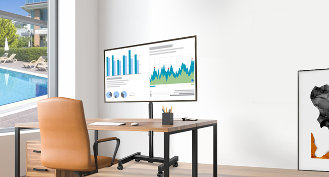 mobile tv stand with wheels for office