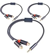 3.5mm Male to 2 RCA Female Jack Stereo Audio Cable Y Adapter Gold Plated Red and White to Headpho...