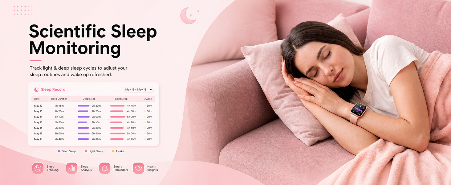 Track light &amp;amp; deep sleep cycles to adjust your sleep routines and wake up refreshed.