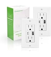 Type C Outlet on Wall,Greencycle 21W 4.2A 2 Port USB Wall Outlet,15A Receptacle with Type C &amp; USB...