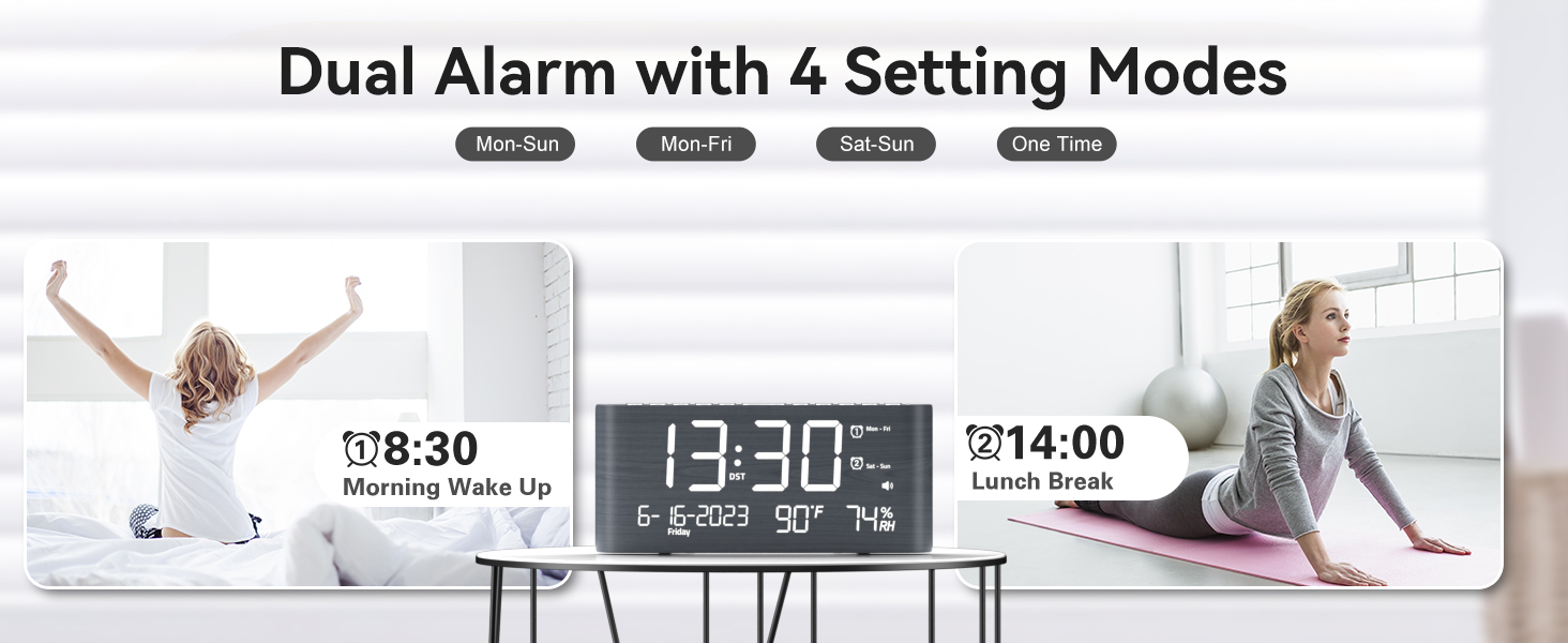 Dual Alarm Clock with 4 Setting Modes