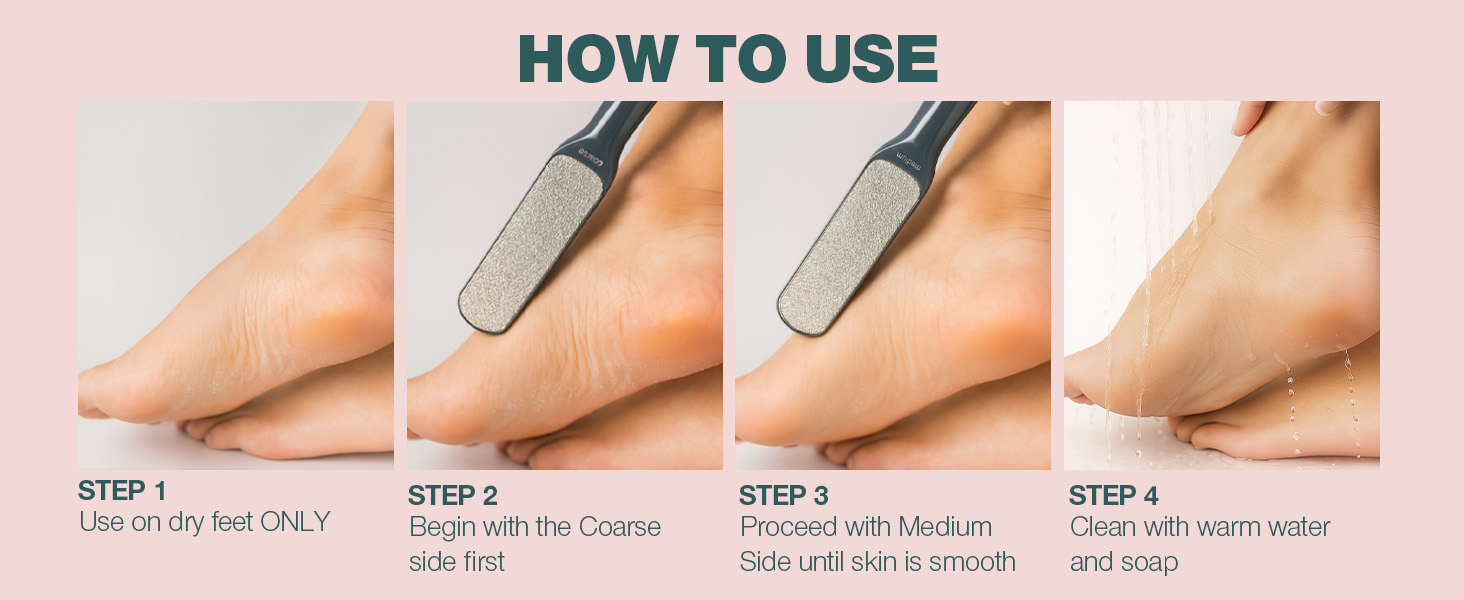 how to use nickel foot file dry feet side skin smooth water soap