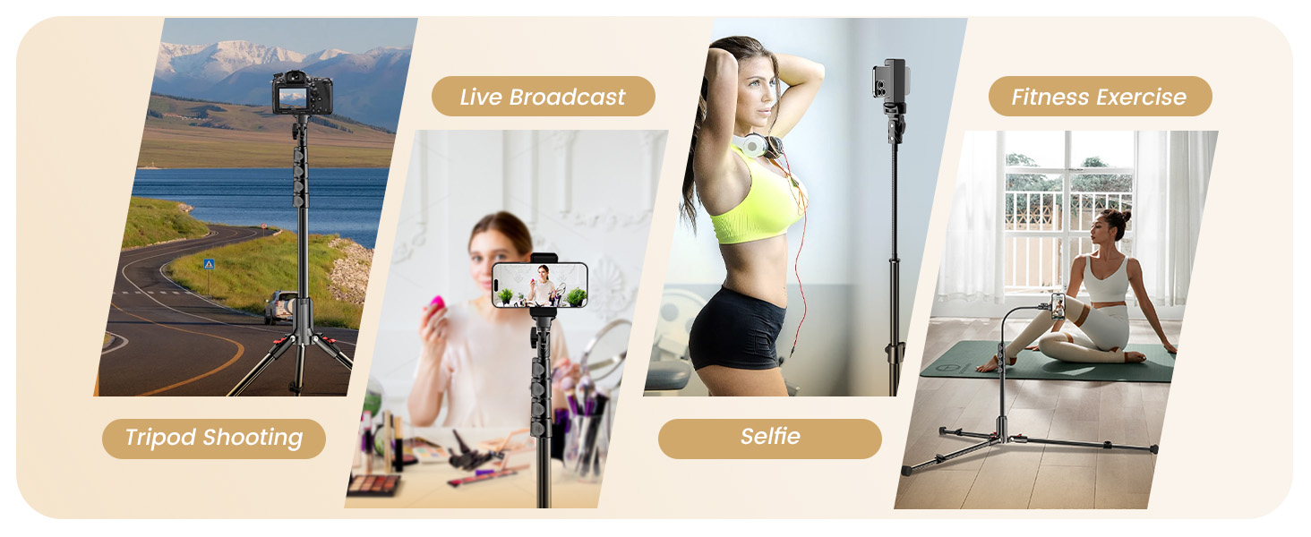 Includes Bluetooth remote, perfect for travel selfies, vlogging, and fitness recording.