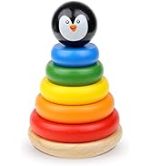 Boxiki kids Colorful Wooden Penguin Rainbow Stacking Toy All The Fun of Regular Stacking Blocks w...