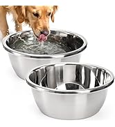 WRINGKIT 2 Pack Large Dog Bowls, 24 Cup Deep Stainless Steel Water Food Bowl for Extra Large Dog,...