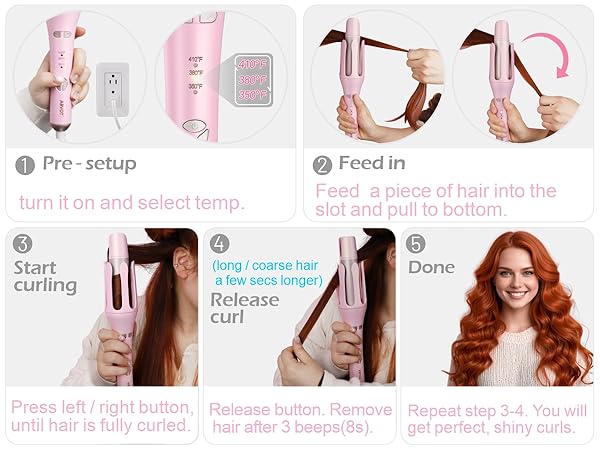 ABVOT Curl Pro Long Barrel Automatic Hair Curler for Long Hair, Anti-Scald, Anti-Tangle