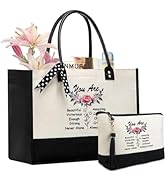 BeeGreen Personalized Mothers Day Gifts for Women Canvas Top-Leather Handle Handbags Tote Bag for...