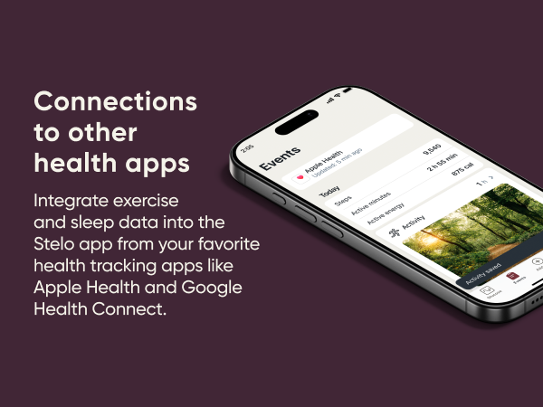 Integrate exercise and sleep data into the Stelo app from your favorite health tracking apps.